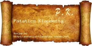 Patatics Klaudetta névjegykártya